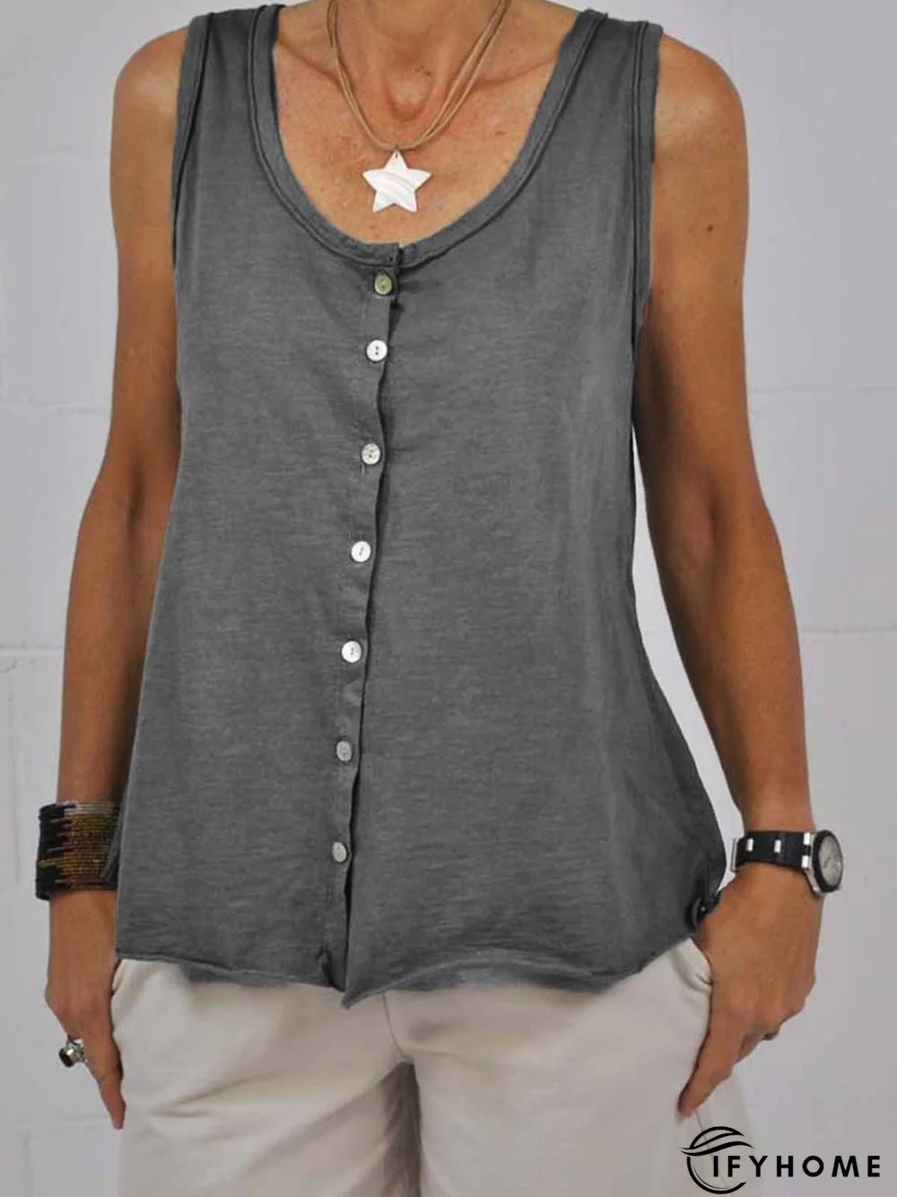 Vacation Crew Neck Solid Fit Blouses | IFYHOME