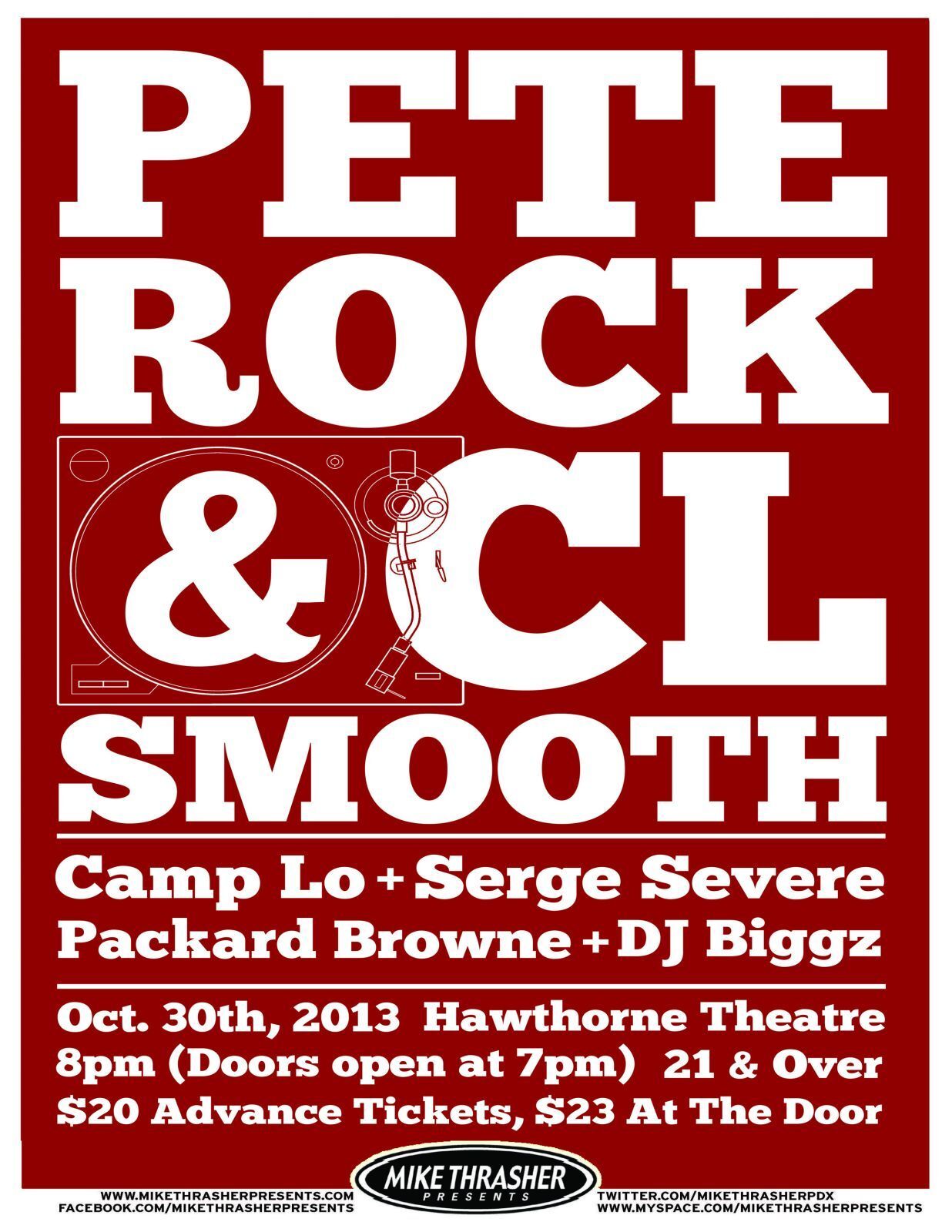 PETE ROCK & CL SMOOTH 2013 Gig POSTER Portland Oregon Concert