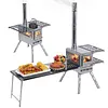 [US Local Warehouse] Camping Stove Wood Burning Tent Stove Portable Pellet Stoves with Chimney Pipe