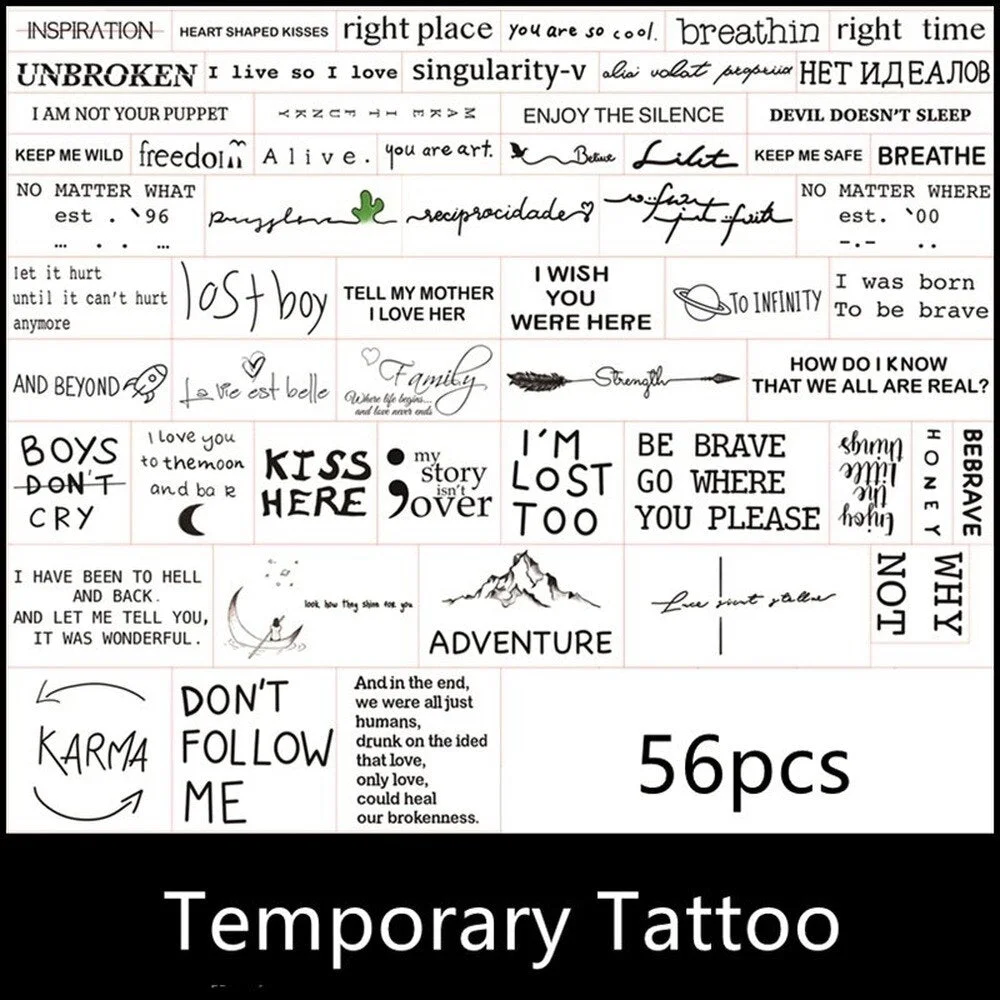Temporary Tattoo Sticker Set Moon Skull Cross Butterfly Tatoo Flash Tatto Fake Waterproof Stickers for Men Women Girls 50 Pcs