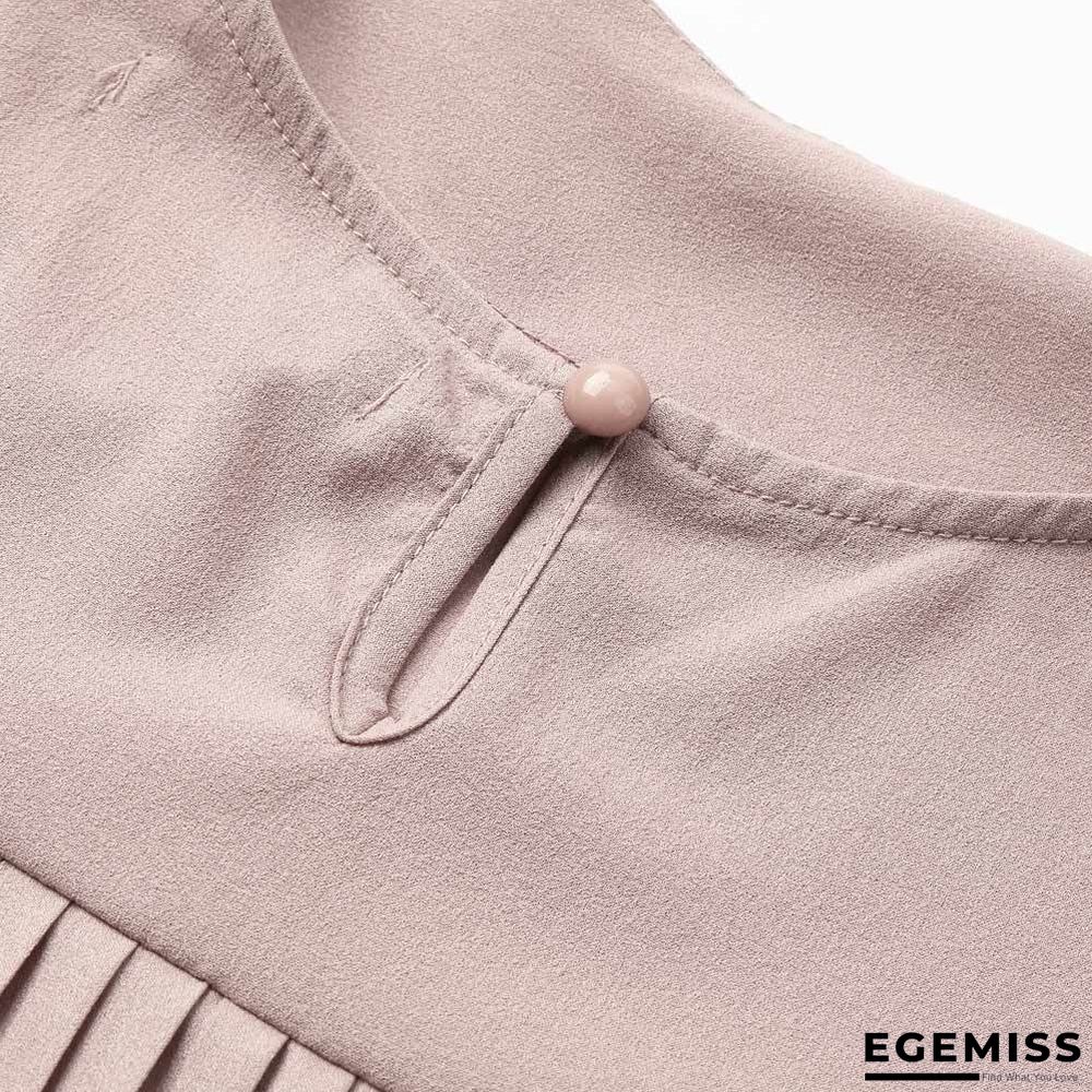 Chiffon Blouse Pleated Back Long Sleeve Asymmetric Shirt Loose Casual Plus Size Tops | EGEMISS