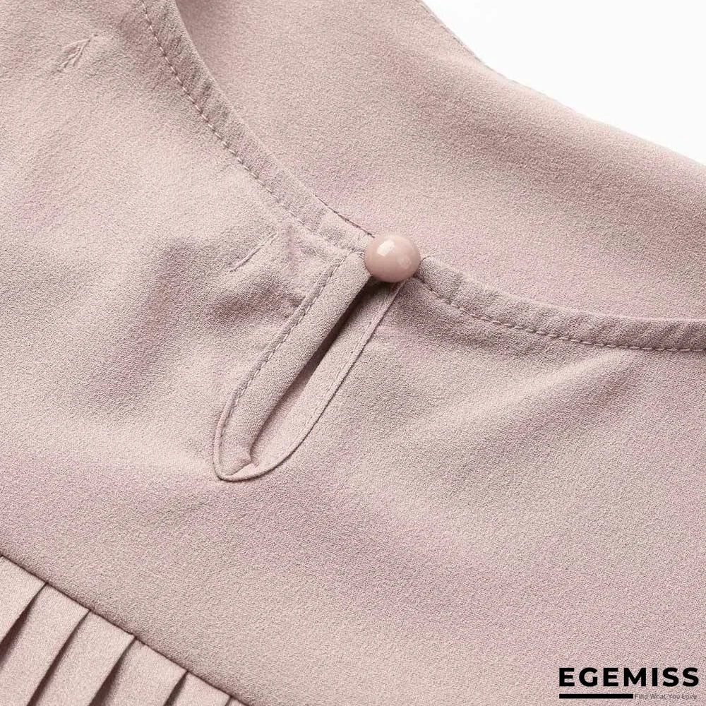 Chiffon Blouse Pleated Back Long Sleeve Asymmetric Shirt Loose Casual Plus Size Tops | EGEMISS