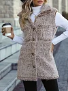 Vibrant Sleeveless Teddy Vest - Soft, Casual, Button-Front, Solid-Colored, Versatile, and Chic Women's Clothing for Everyday Wear