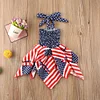 Baby Girls Independence Day Ruffle 4th of July Stripe Stars Print Dress