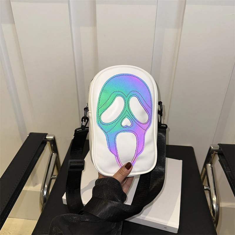 Halloween Women’s Pu Leather Skull Streetwear Square Zipper Shoulder Bag Crossbody Bag