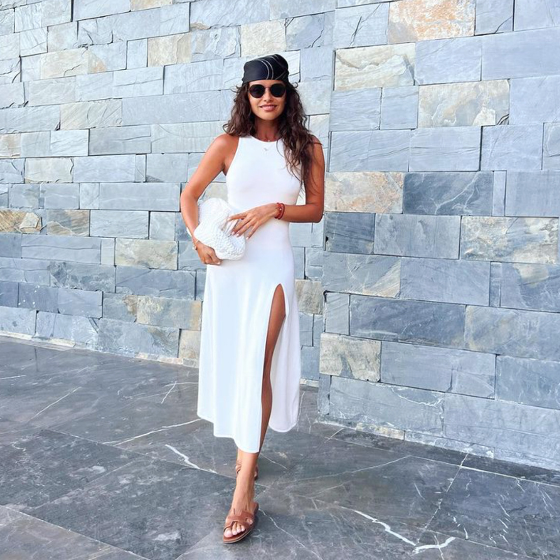 Ootddress Summer New Sleelvess Slim Bodycon Dress Women Casual High Split Out Solid Holiday Beach Sundress White Tank Dresses 2025