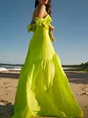 Fluorescent Green Off-The-Shoulder Maxi Dress