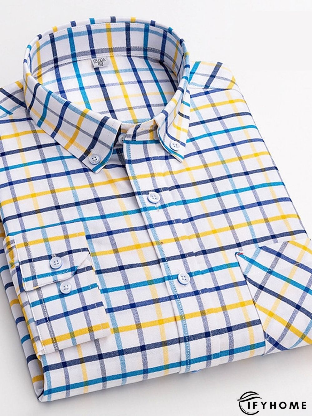 Men's Denim Shirt Turndown Spring &  Fall Long Sleeve A B C Plaid / Striped / Chevron / Round Daily Wear Clothing Apparel Print | IFYHOME