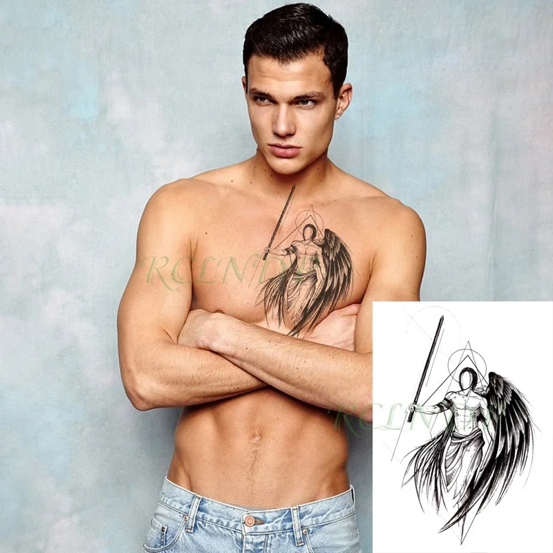 Waterproof Temporary Tattoo Sticker cool eagle wing angel Fake Tatto Flash Tatoo Lucifer Abdomen Arm tatouage for Girl Woman Man