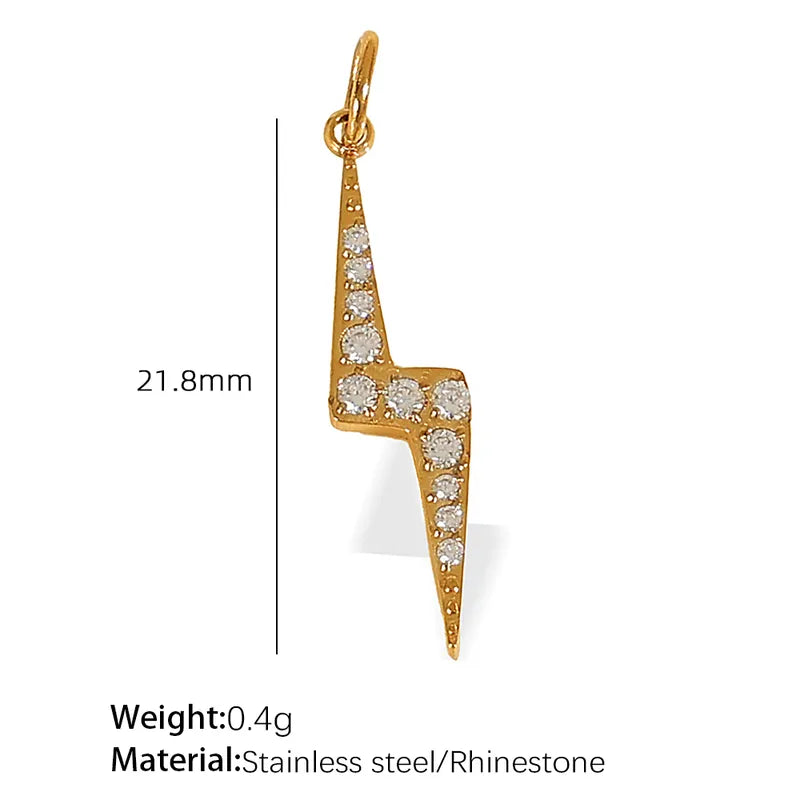 1 Piece 14.2*9.3mm 304 Stainless Steel Artificial Rhinestones 18K Gold Plated Moon Heart Shape Horseshoe Pendant Jewelry Accessories