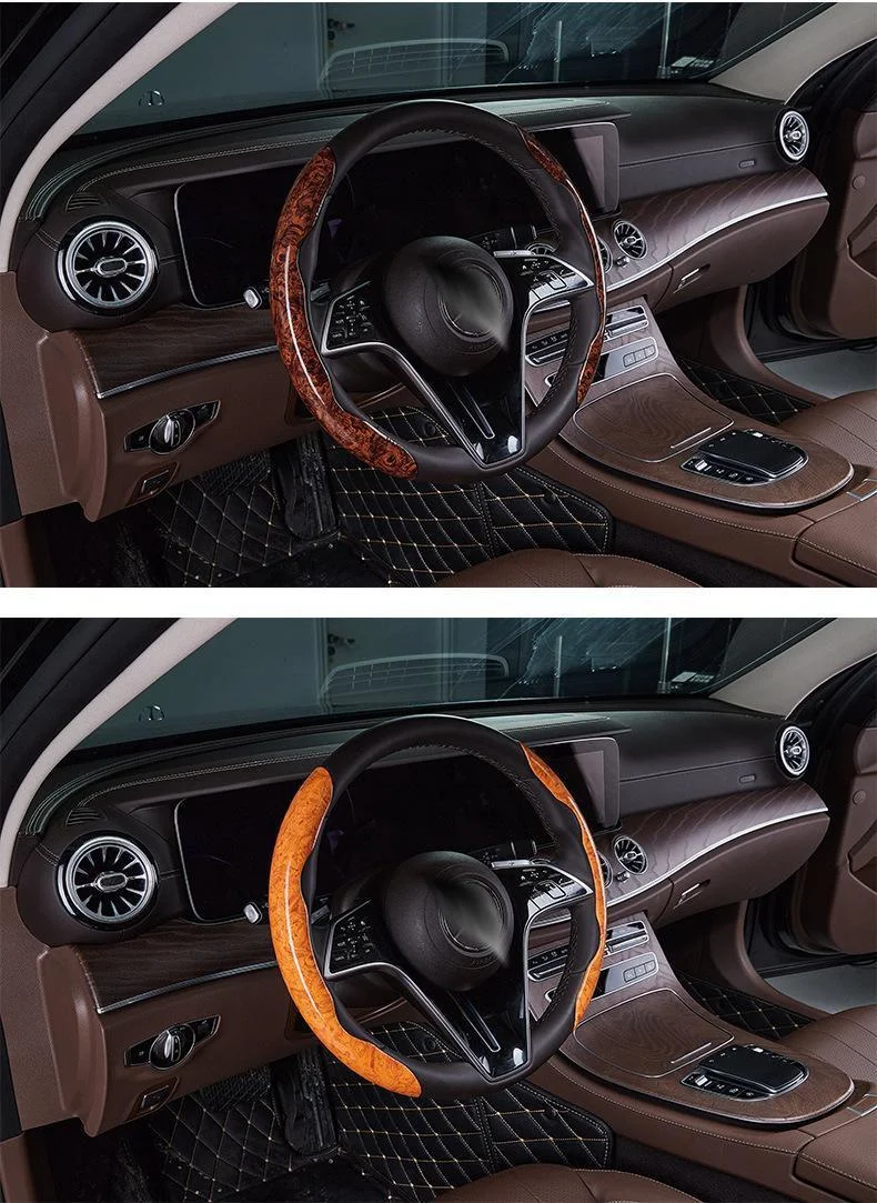Car Peach Wood Steering Wheel Cover (2PCS)
