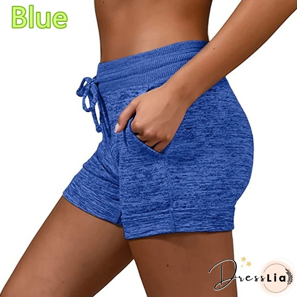 New Fashion Summer Womens Bottoming Quick-drying Shorts Yoga Pants Casual Sports High Waist Drawstring Stretch Shorts Fitness Shorts Women's Clothes Plus Size S-5XL