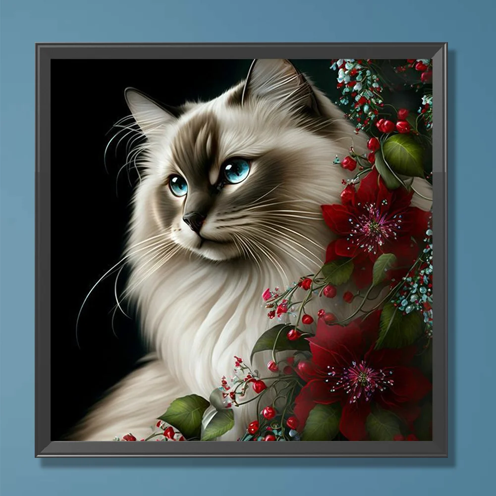 Diamond Painting - Full Round Drill - Flower Cat(Canvas|30*30cm)