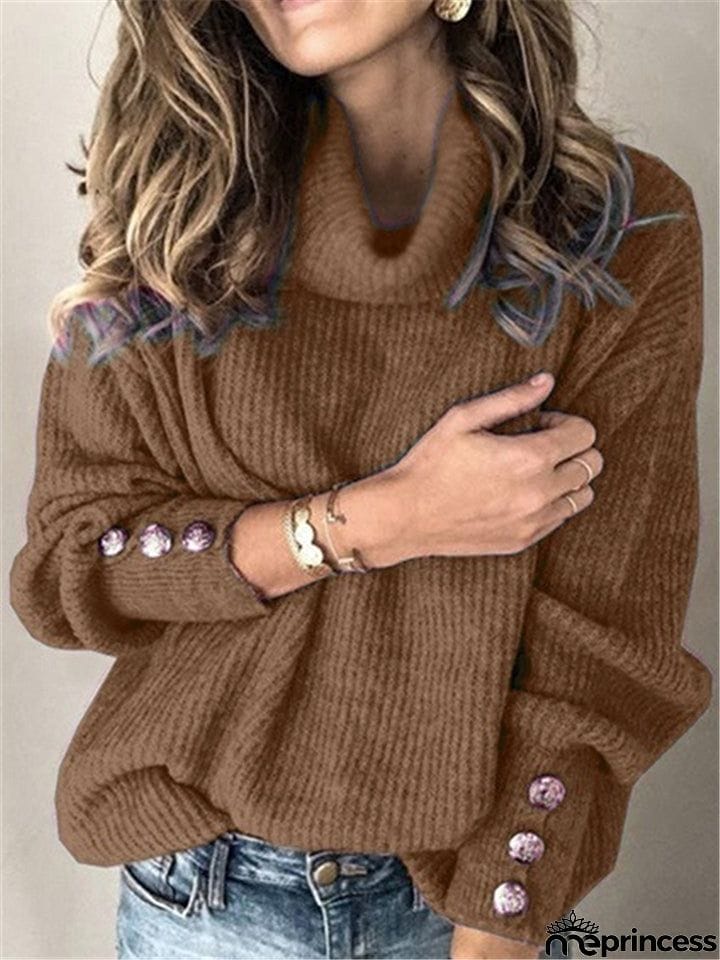 Women's Fashion Casual Solid Color Turtleneck Sweater