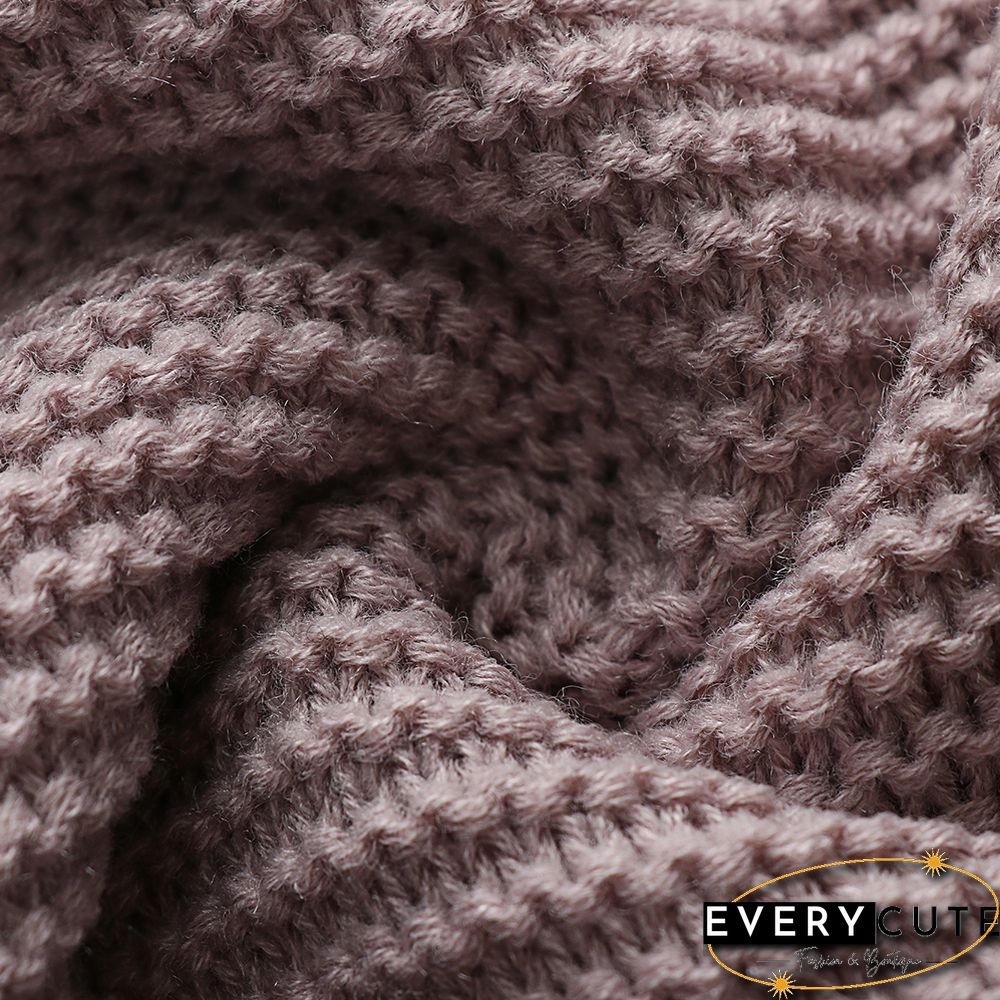 Solid Cameo Open Front Knitted Long Cardigan