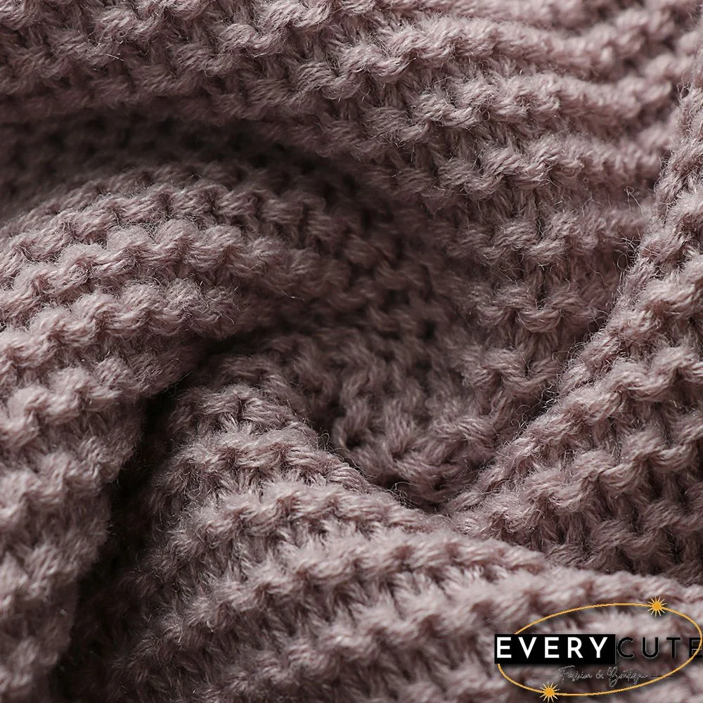 Solid Cameo Open Front Knitted Long Cardigan