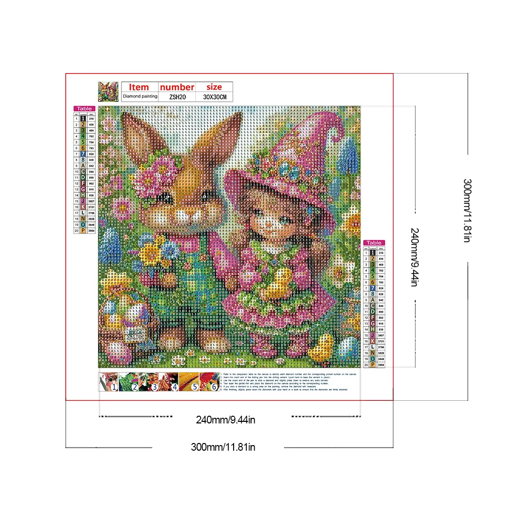 Diamond Painting - Full Round Drill - Easter Rabbit Girl(Canvas|30*30cm)