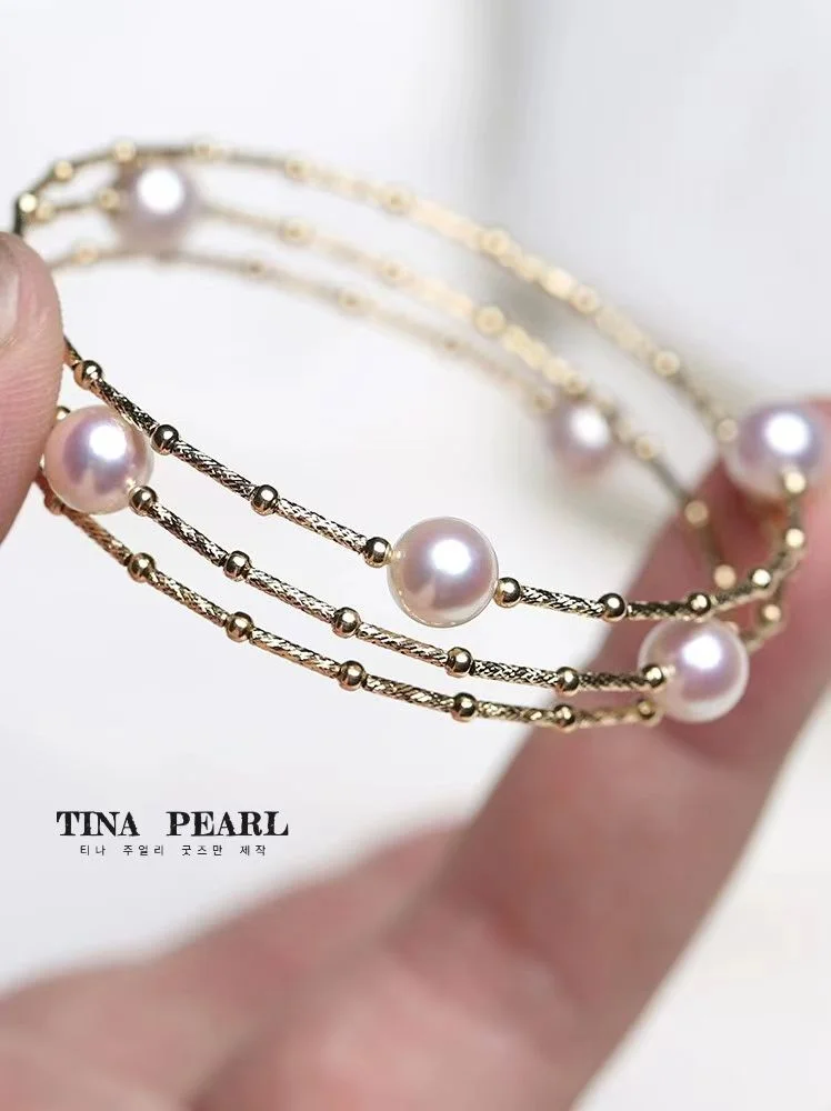 TINA Jewelry 18K gold Natural seawater AKOYA Pearl bracelet