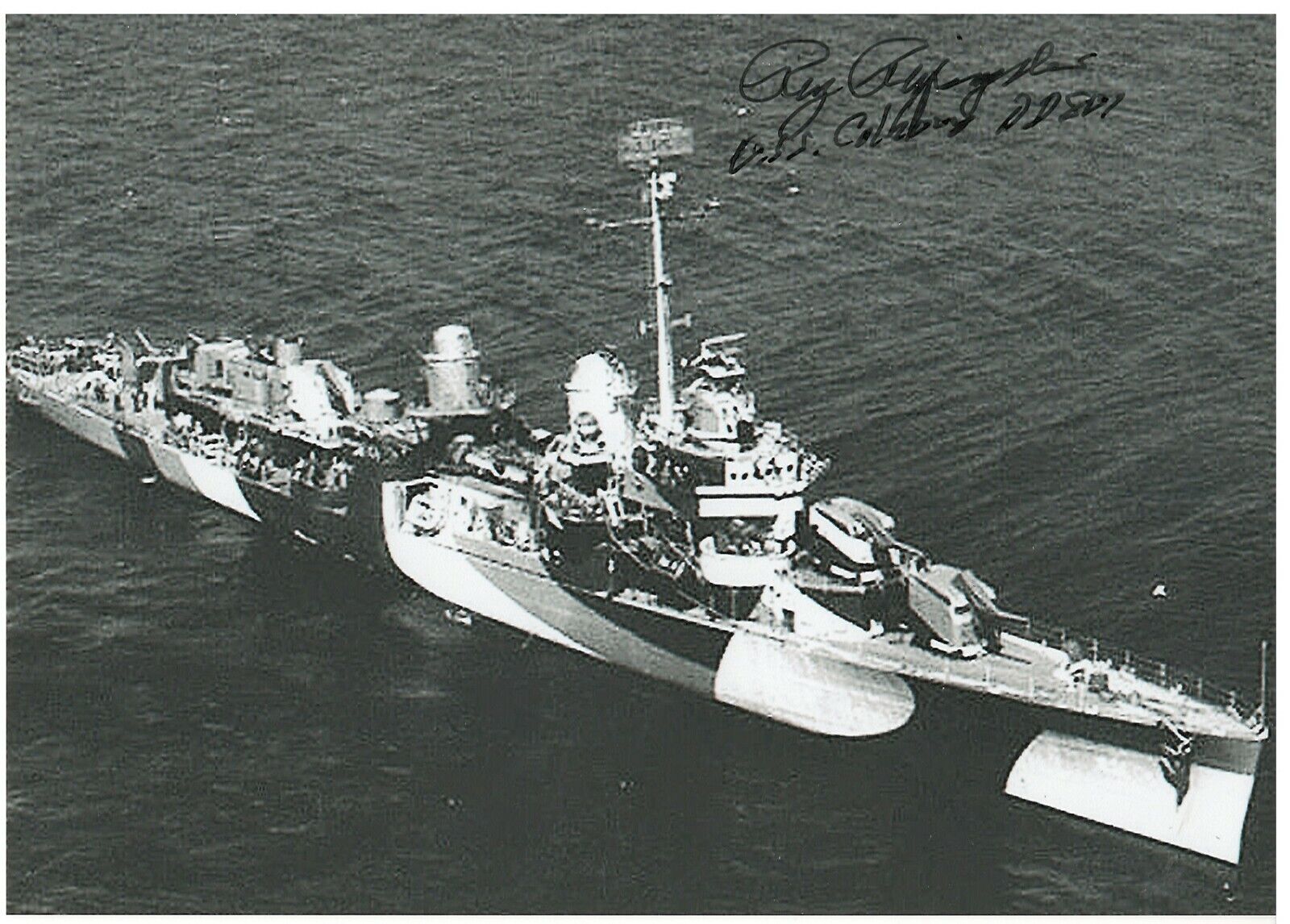 ROY REIFSNYDER USS COLHOUN DD-801 US NAVY IWO JIMA & OKINAWA RARE SIGNED Photo Poster painting