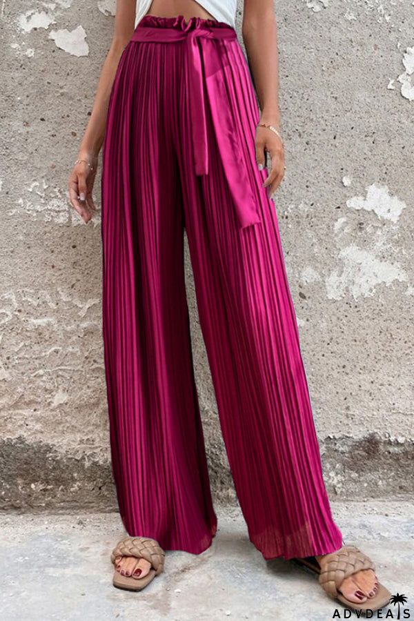 Pleated drape wide-leg pants