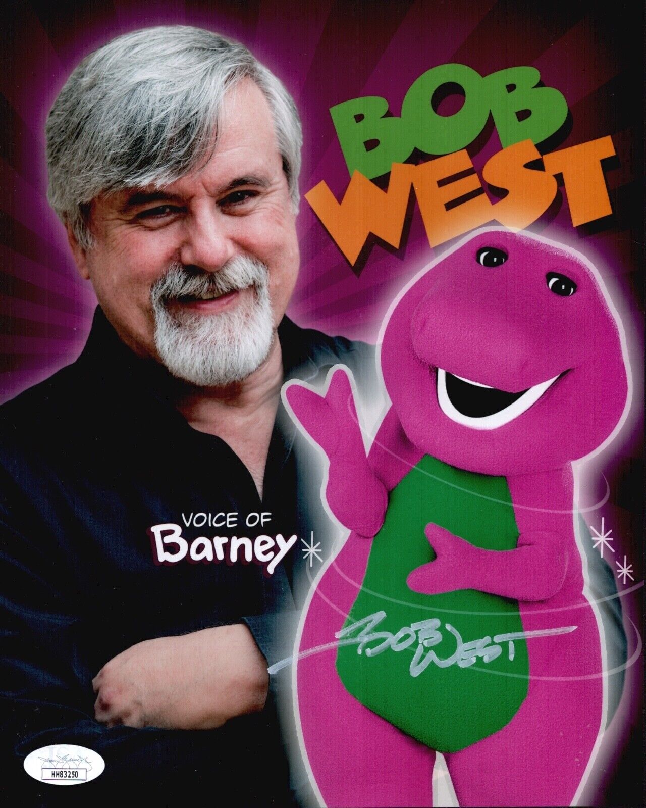 BOB WEST Signed BARNEY THE DINOSAUR 8x10 Photo Poster painting Autograph JSA COA Cert RARE