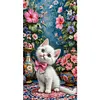 Chat et fleur - perceuse ronde peinture diamant - 40*70cm (grande taille)