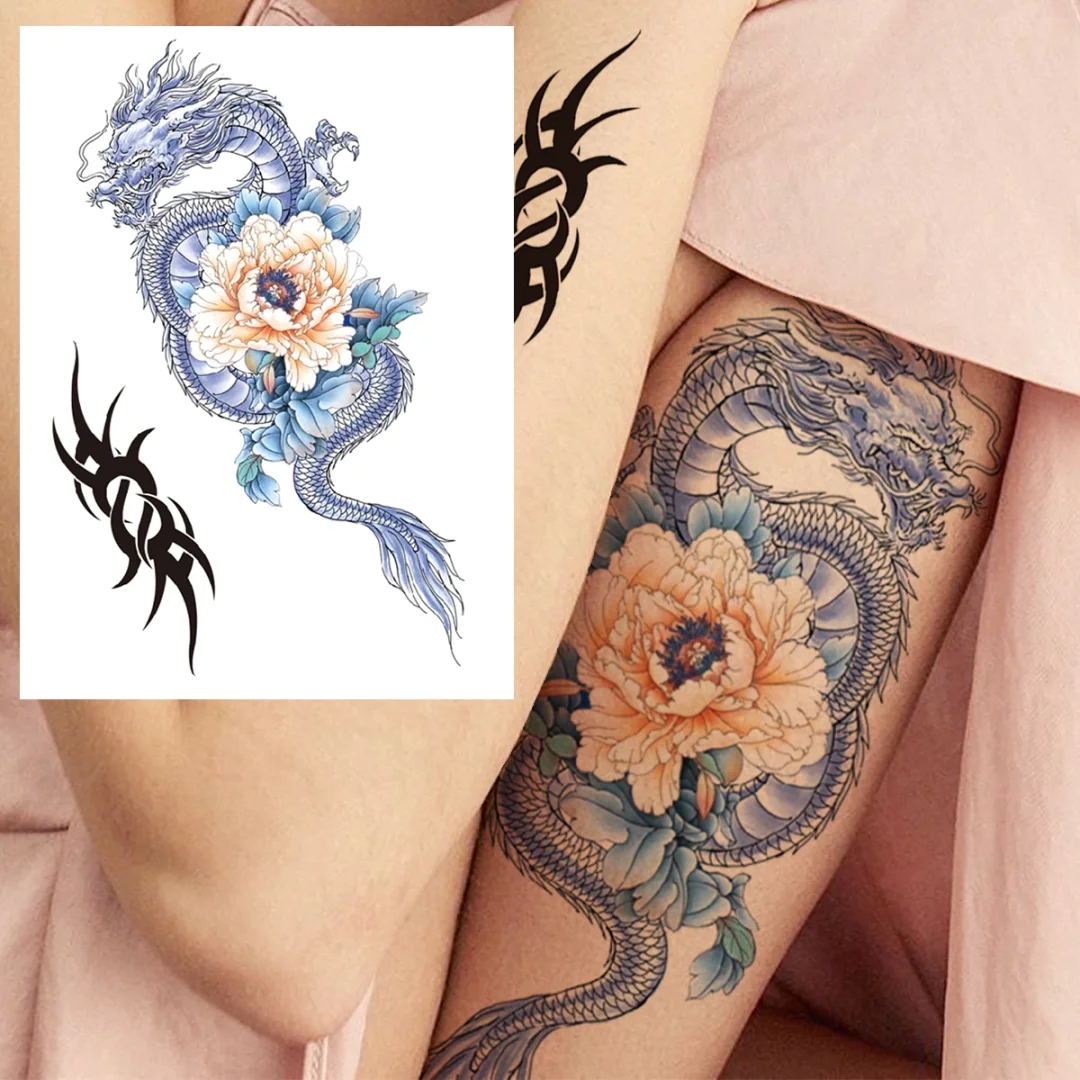 Sdrawing Butterfly Flower Temporary Tattoos For Women Girls Lace Feather Geometry Tattoo Sticker Fake Rose Sexy Tatoos Decor