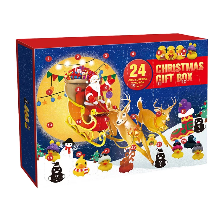 Christmas 24 Days Countdown Calendar with 24 Ducks Novelty Gifts for Kids (B)