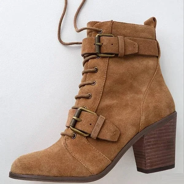 Comfortable Pointed Toe Lace-Up Boots