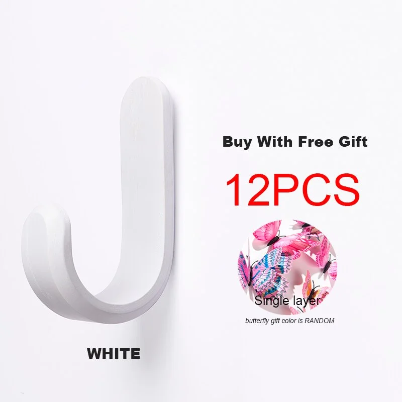 Nail free J-shaped decorative umbrella handle hook children's room clothes hat rack