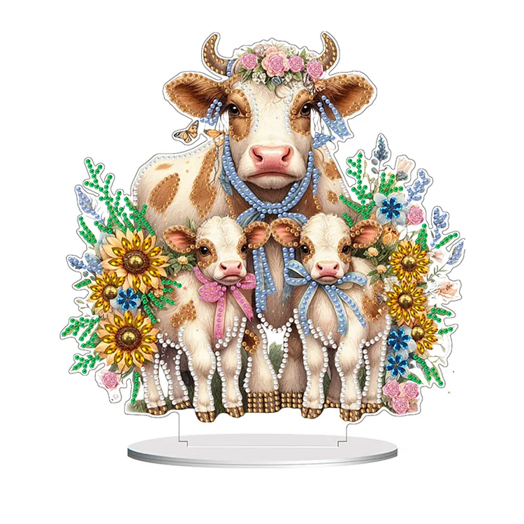 Double Side Special Shaped Cartoon Milk Cow Diamond Painting Desktop Decoration gbfke