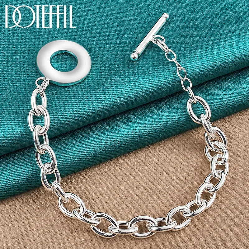 925 Sterling Silver OT Simple Clasp Bracelet Chain For Woman Man Jewelry