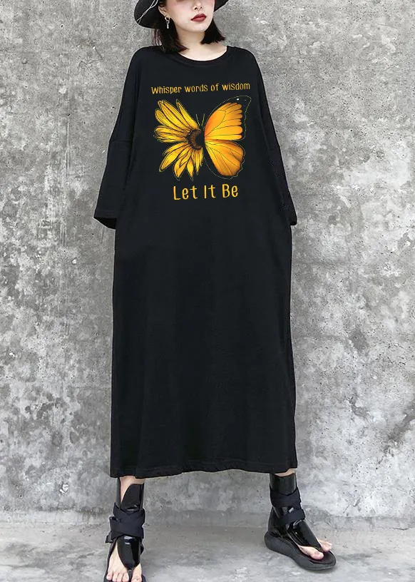 Love Sunflower Black Maxi Dress Street Style Outfits