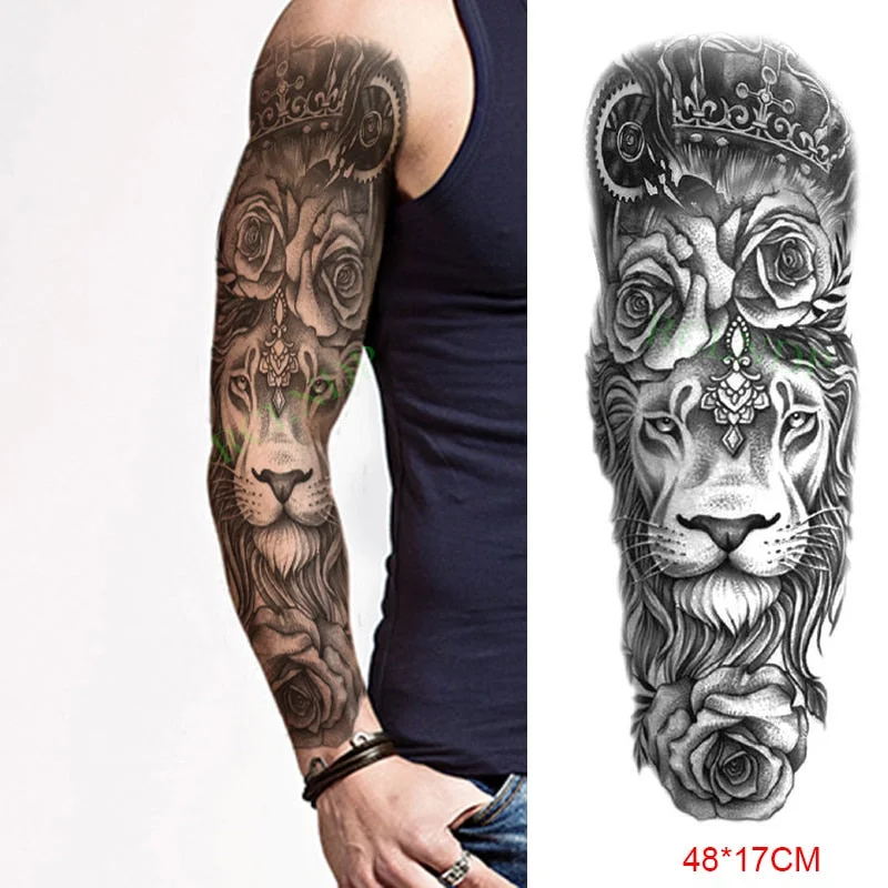 Waterproof Temporary Tattoo Sticker Anubis Ancient Egypt Dog Roma Clock Eye Full Arm Fake Tatto Flash Tatoo Sleeve for Men Women