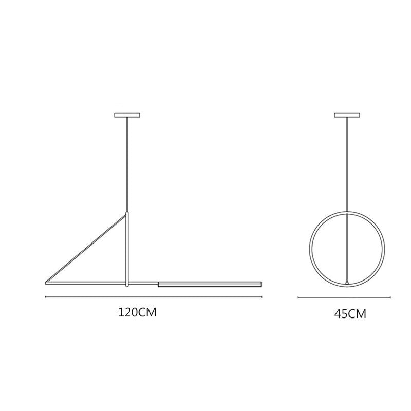 Nordic Minimalist Black Geometric Line LED Acrylic Pendant Lights Lighting Loft Art Restaurant Triangle Indoor Deco Hanging Lamp