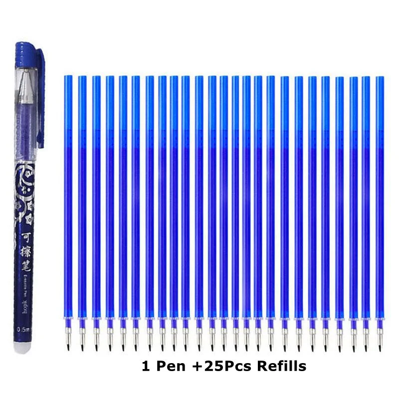 Erasable Pen Refills Rod Set 0.5mm Needle/0.7mm Bullet tip Washable Handle Erasable Ballpoint Pen for School Pen Writing Tools