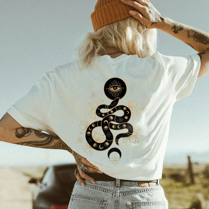 Vintage floral and snake print t-shirt designer - Krazyskull
