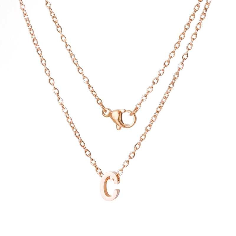Stainless Steel Rose Gold Plated Minimalist Letter None Pendant Necklace