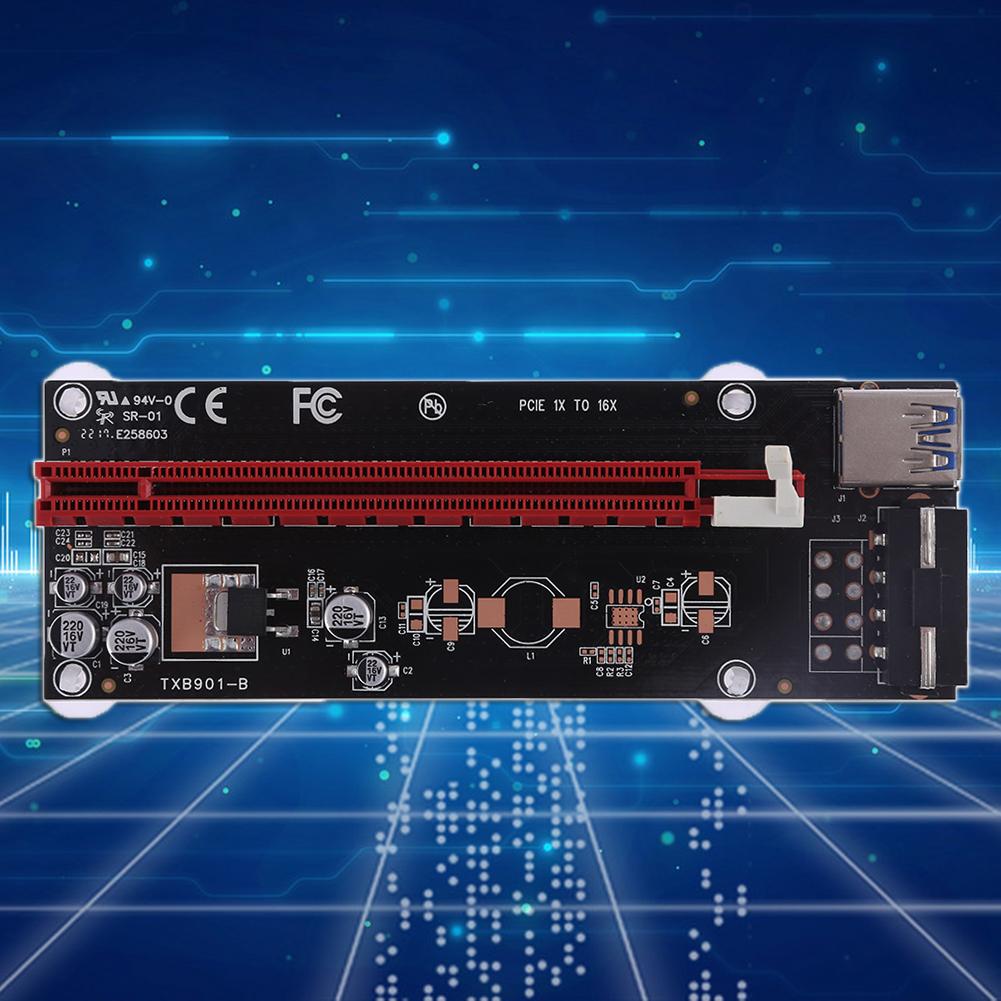 

PCI-E Express 1x to 16x Extender Riser Card 4Pin USB3.0 Cable for BTC Miner, 501 Original