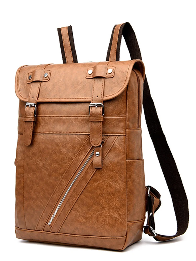 Vintage Buckles Flap Utility Laptop Backpack