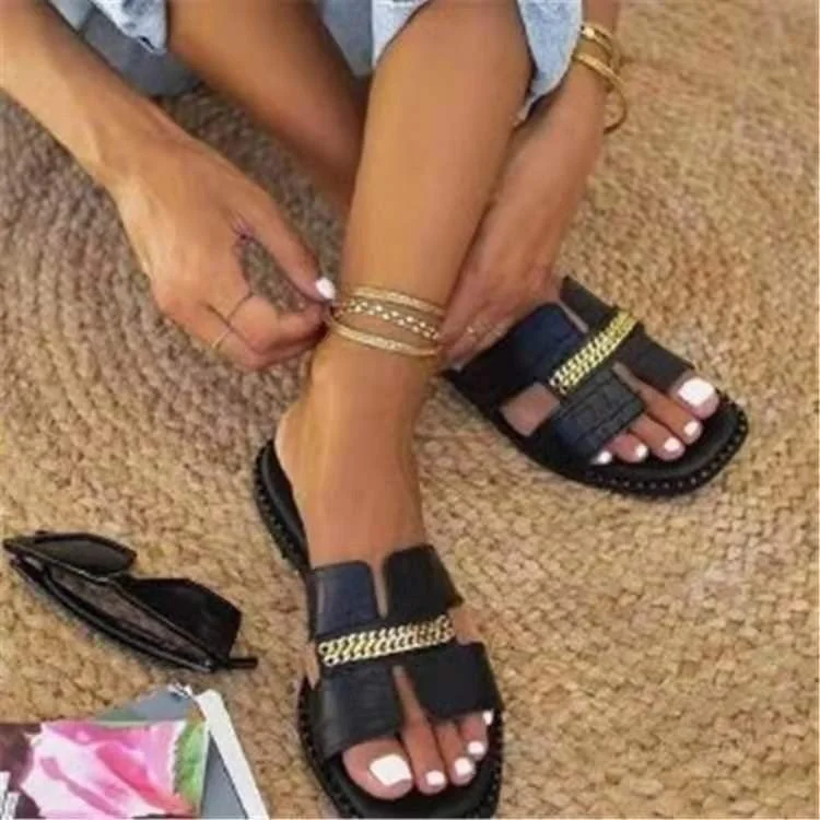 Chain slippers flat women sandals