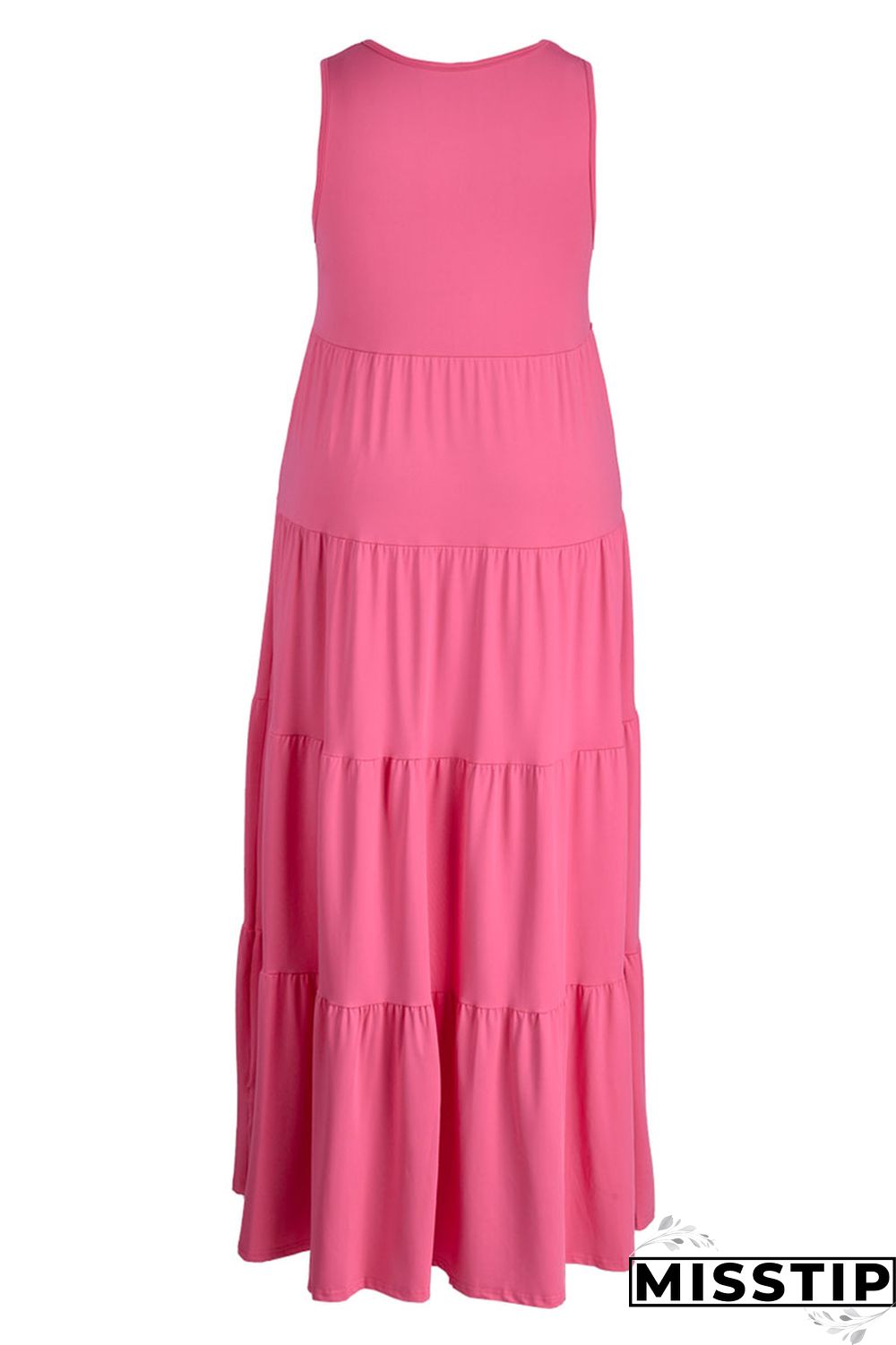 Black Fashion Casual Plus Size Solid Basic O Neck Vest Dress