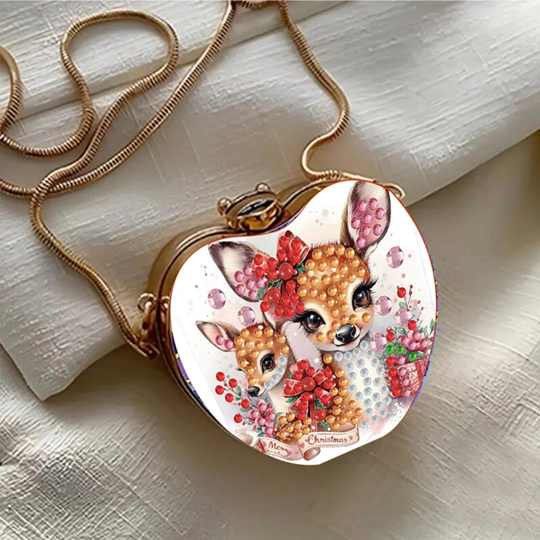 Reindeer DIY Acrylic Love Art Diamond Painting Coin Purse with Chain for Women