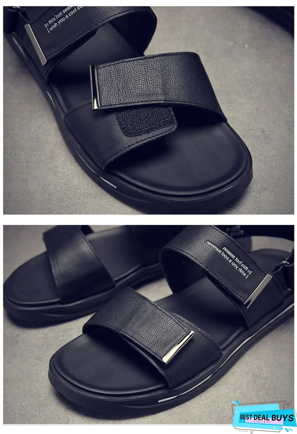 Men's Cow Genuine Leather Sandals Shoes Summer Beach Sandals