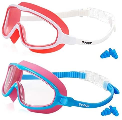 Kids Swimming Goggles Updated No Leaking Anti-Fog Wide Lenses Fitting Swim Goggles UV Protection Crystal Clear Watertight
