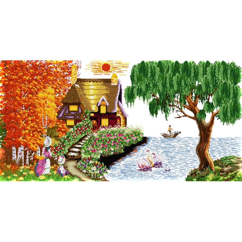 

Dream home - 14CT Stamped Cross Stitch - 99*53cm, 501 Original