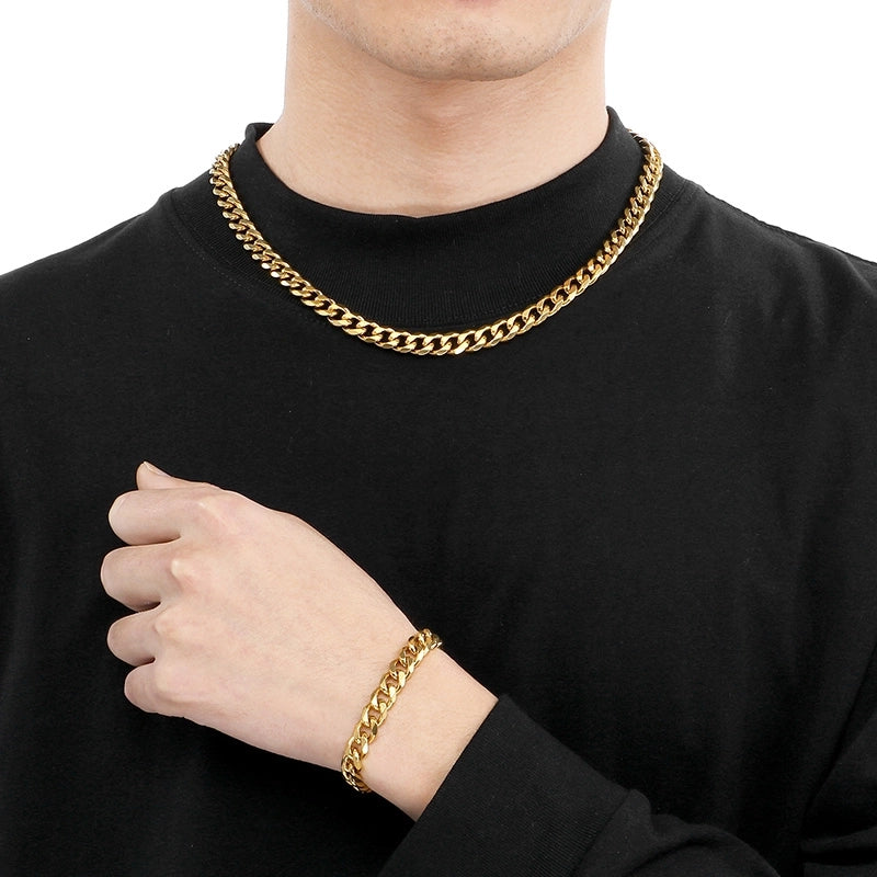 Hiphop Hip Hop Men & Women Trendy Stainless Steel Six-Sided Grinding Necklace