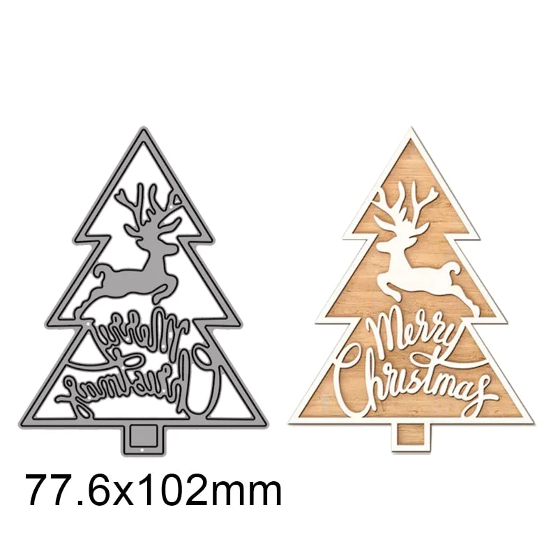 Merry Christmas Tree With Elk Metal Cutting Dies For DIY Scrapbook Cutting Die Paper Cards Embossed Decorative Craft Die Cut New