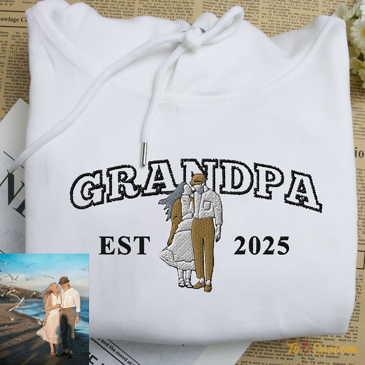 TOSCUSTOM™ Custom Est 2025 Embroidered Sweatshirts For Grandpa Fathers Day Gift