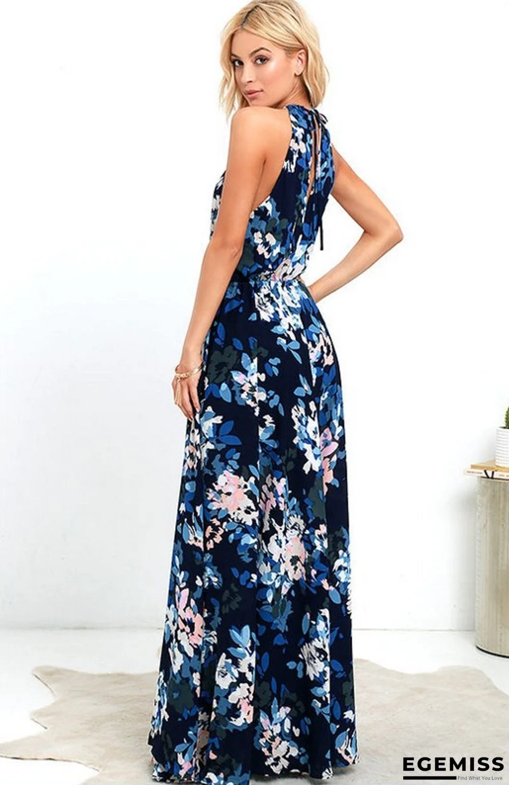 Bohemian Holiday Printed Sleeveless Split Dress | EGEMISS